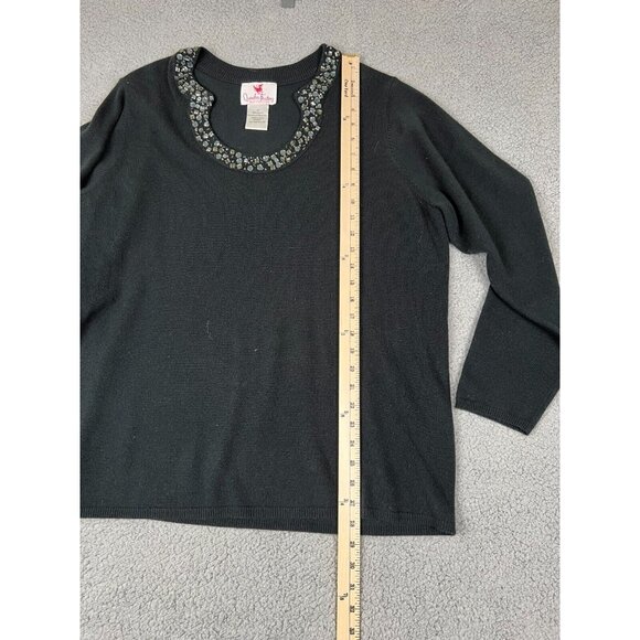 Quacker Factory Women XL Black Rhinestone Long Sleeve Special Occasion Sweater - Picture 5 of 12